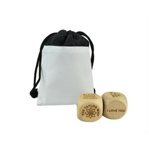 2 Pieces 25Mm Wooden Dice Set With Polyester Pouch