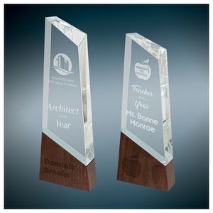 Peak Sierra Glass Award with Walnut Wood Base