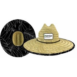 MOQ 10pcs Domestic Straw Hat With Custom Patch - Black Leaves