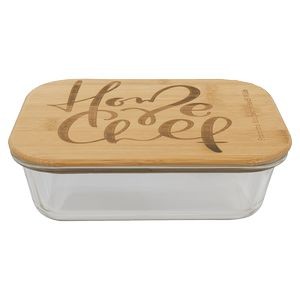 Rectangle Glass Container with Bamboo Lid 35oz