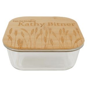 Square Glass Container with Bamboo Lid 37oz