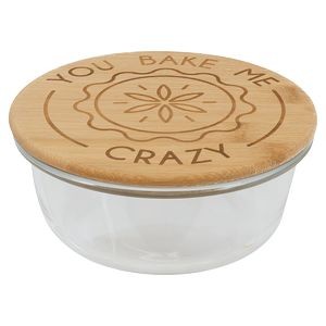 Round Glass Container with Bamboo Lid 21oz