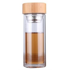 Glass Tea Bottle With Bamboo Lid 12 Oz