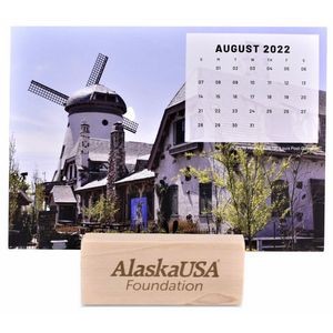 Wood Calendar Holder With 6 Custom Calendar Cards