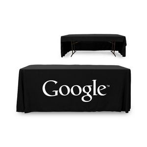6' Premium PolyKnit™ 3-Sided Open Back Throw Style Table Cover w/One Color Logo (72"x30"x29")