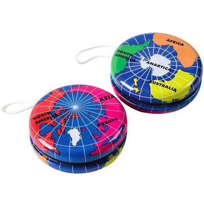 Globe Yo-Yos - Earth Theme, Metal, 2 (Case of 60)