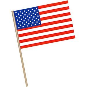 American Flags - Plastic, 7.5 Wooden Stick (Case of 144)