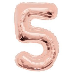 34 Mylar Number 5 Balloons - Rose Gold (Case of 48)