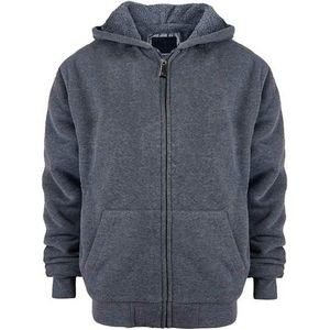 Youth Sherpa Hoodie with Zipper - Oxford Grey S-XL (Case of 12)