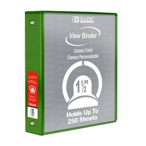 3 Ring View Binders - 1.5 Green, 2 Pockets (Case of 12)