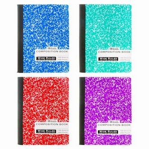 Marbled Composition Notebook - 100 Sheets, Wide Ruled, 4 Colors (Case