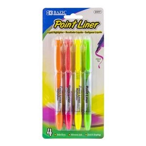 Liquid Highlighter Pens - 4 Count, Assorted Fluorescent Colors, Pen-st