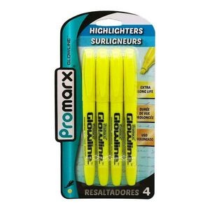 Highlighters - Yellow, 4 Pack (Case of 48)