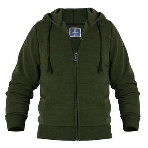 Men's Hoodie Sweatshirts - Military Green, Full Zip, Fleece, Assorted