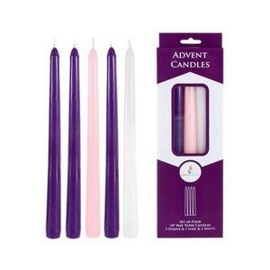 10 Advent Taper Candles - Unscented, 5 Pack (Case of 48)