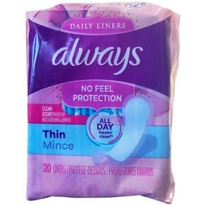 Always Pantiliners - Clean Scent, 20 Pack (Case of 24)