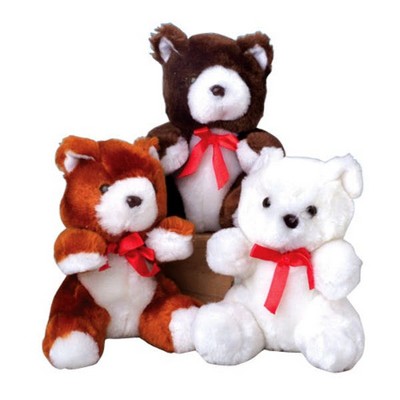 Teddy Bear Plush Toys - 6, Assorted Colors, Red Ribbon (Case of 2)