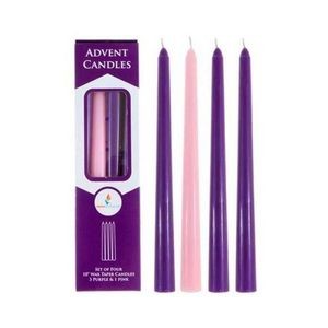 10 Advent Taper Candles - Purple & Pink, 4 Piece (Case of 48)