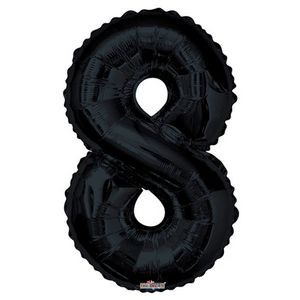 34 Mylar Number 8 Balloons - Black (Case of 48)