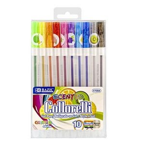 Scented Gel Pens - 10 Pack, Glitter Colors (Case of 144)