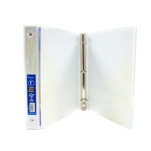 1 3-Ring Binder - White, Interior Pockets, View Cover (Case of 24)