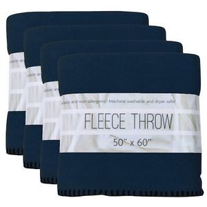 Fleece Throw Blankets - Navy Blue, 50 x 60 (Case of 24)