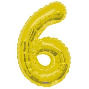 34 Mylar Number 6 Balloons - Gold (Case of 48)