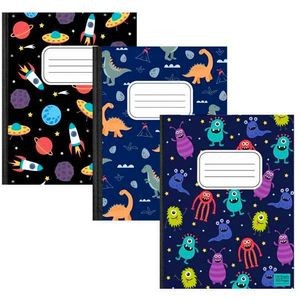Composition Notebooks - 3 Design Covers for Boys, Wide Ruled (Case of