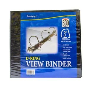 3 3-Ring Binder - Black, D-Ring, View Cover (Case of 12)