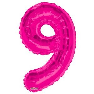 34 Mylar Number 9 Balloons - Pink (Case of 48)