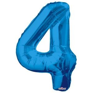 34 Mylar Number 4 Balloons - Blue (Case of 48)