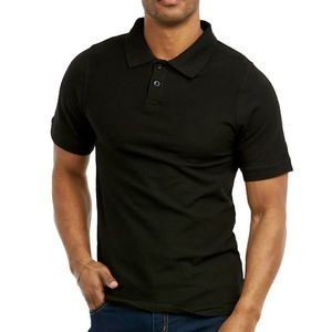 Men's Slim Polo Uniform Shirts - XL, Black (Case of 20)