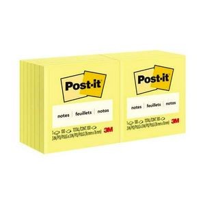Sticky Notes - Canary Yellow, 100 Sheets, 12 Pack (Case of 18)