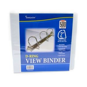 2 3-Ring Binder - White, D-Ring, 2 Pockets , View Cover (Case of 12)