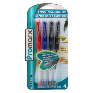 Gel Roller Pens - Assorted, 4 Pack (Case of 48)