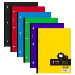 1 Subject Wide Ruled Wireless Notebook - 80 Sheets, 6 Colors (Case of