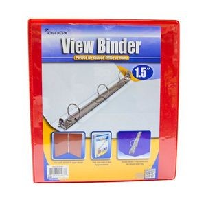 1.5 3-Ring Binders - Red, 2 Pockets, View Cover (Case of 12)