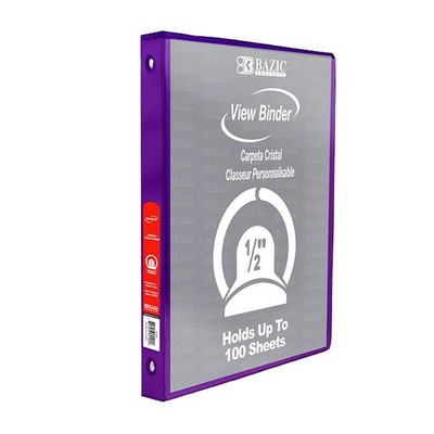 0.5 3-Ring View Binder - Purple, 2 Pockets (Case of 12)
