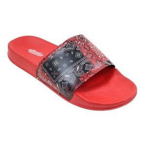 Men's Bandana Slides - Red, Size 8-13 (Case of 12)