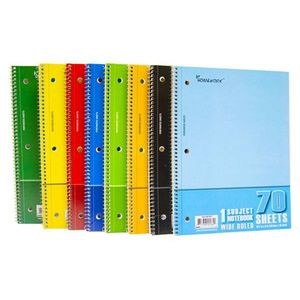Wide Ruled 1-Subject Notebooks - 8 Colors, 70 Sheets (Case of 48)