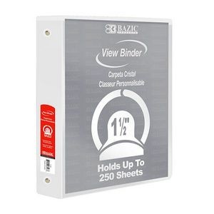 1.5 3-Ring View Binders - White, 2 Pockets (Case of 12)