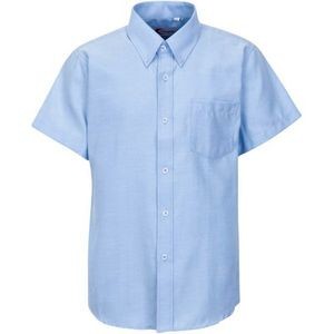 Men's Oxford Short Sleeve Shirts - Blue, Small (Case of 24)