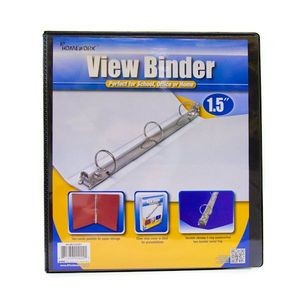 1.5 3-Ring Binders - Black, 2 Pockets, View Cover (Case of 12)