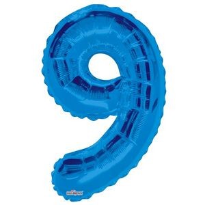 34 Mylar Number 9 Balloons - Blue (Case of 48)