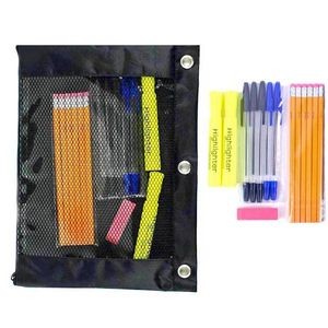 Basic High School Pencil Pouch Kits - 15 Piece, Prefilled (Case of 48)