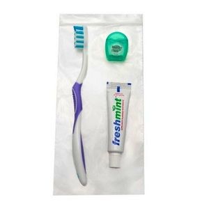 Classic Dental Kits - 4 Pieces, 9' Floss, Zip Bag (Case of 144)
