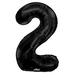 34 Mylar Number 2 Balloons - Black (Case of 48)