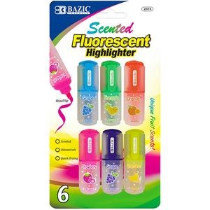 Mini Highlighters - 6 Count, Assorted Colors, Fruit Scented (Case of 1