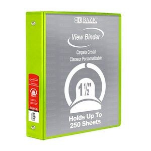 3 Ring View Binders - 1.5 Lime Green, 2 Pockets (Case of 12)