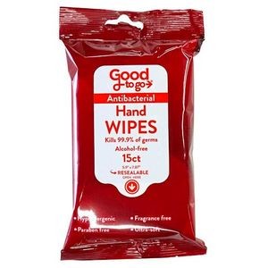 Antibacterial Hand Wipes - 15 Pack, Alcohol Free (Case of 1)